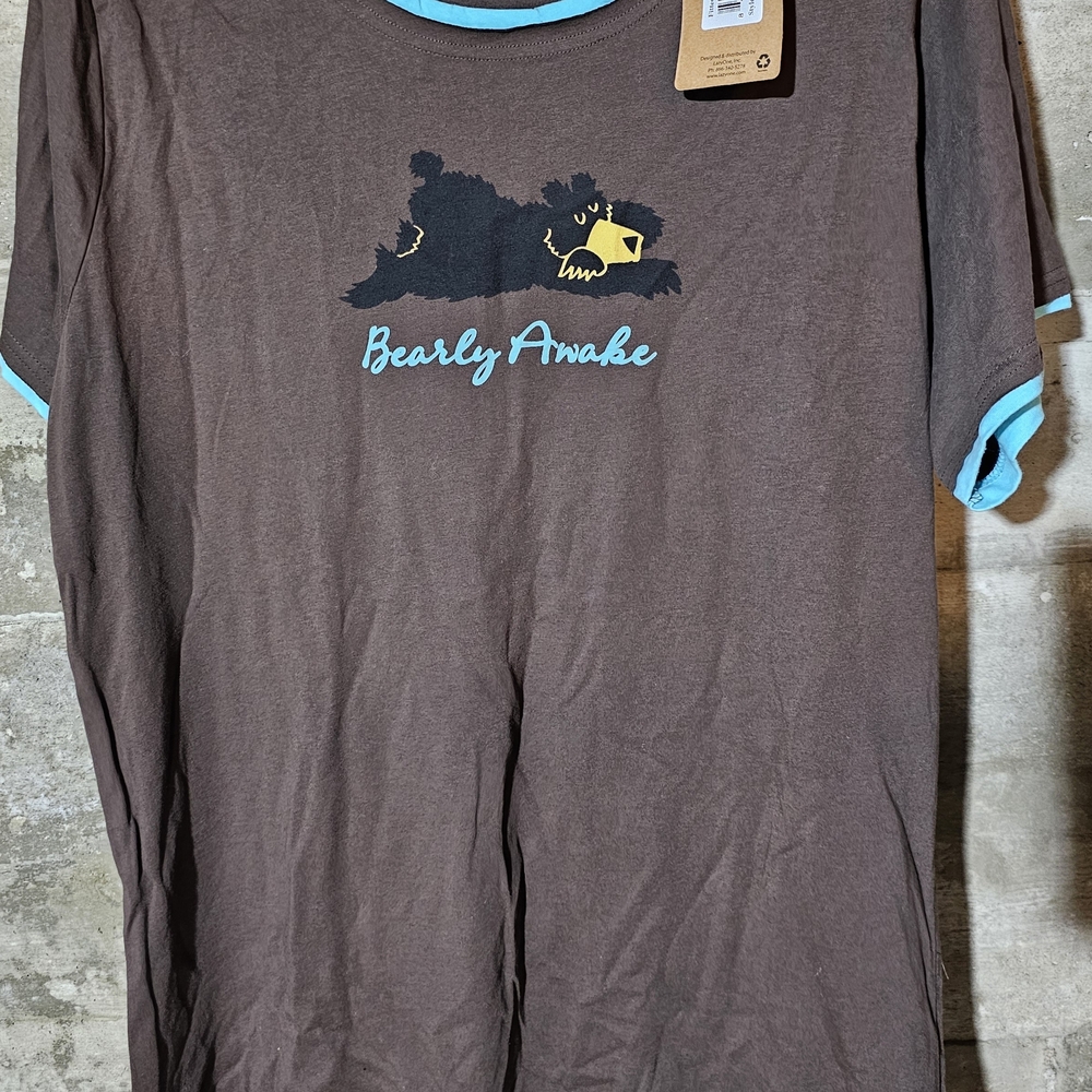 Lazy One Brown Bear Graphic Nightgown Brand New